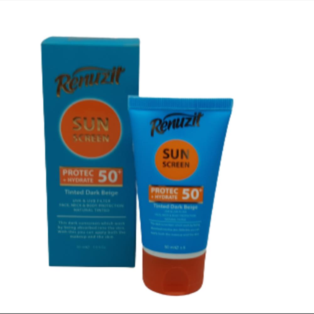 کرم ضدآفتاب رنوزیت با SPF 50 رنگ کرم پودری تیره